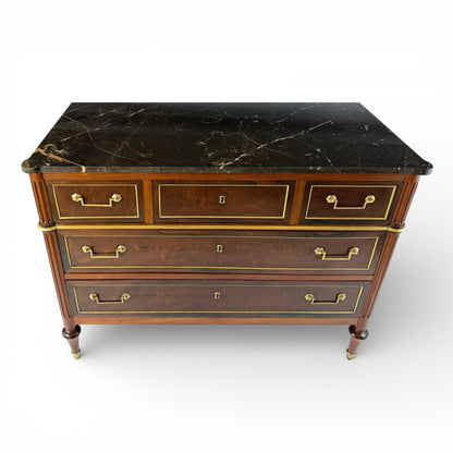 French Walnut Three Drawer Commode, 19th Century