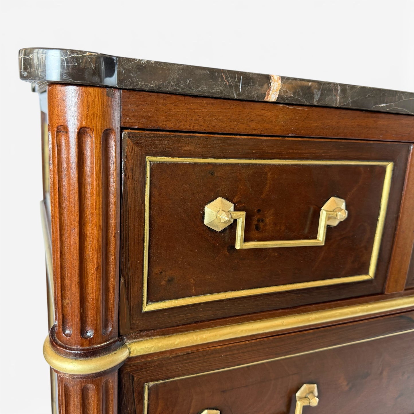 French Walnut Three Drawer Commode, 19th Century