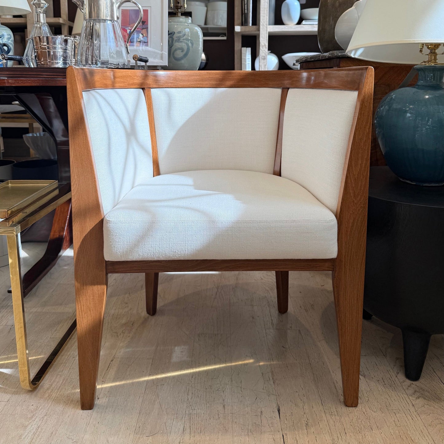 Pair of French Curved Back Upholstered Chairs