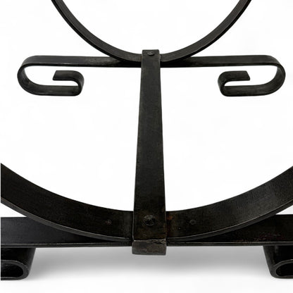 Iron Scroll Form Side Table with Black Marble Top