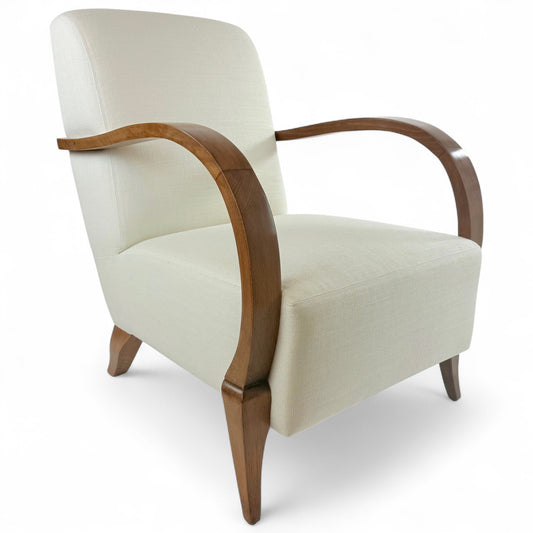 Pair of French Mid Century Upholstered Arm Chairs