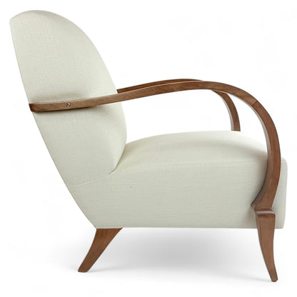 Pair of French Mid Century Upholstered Arm Chairs