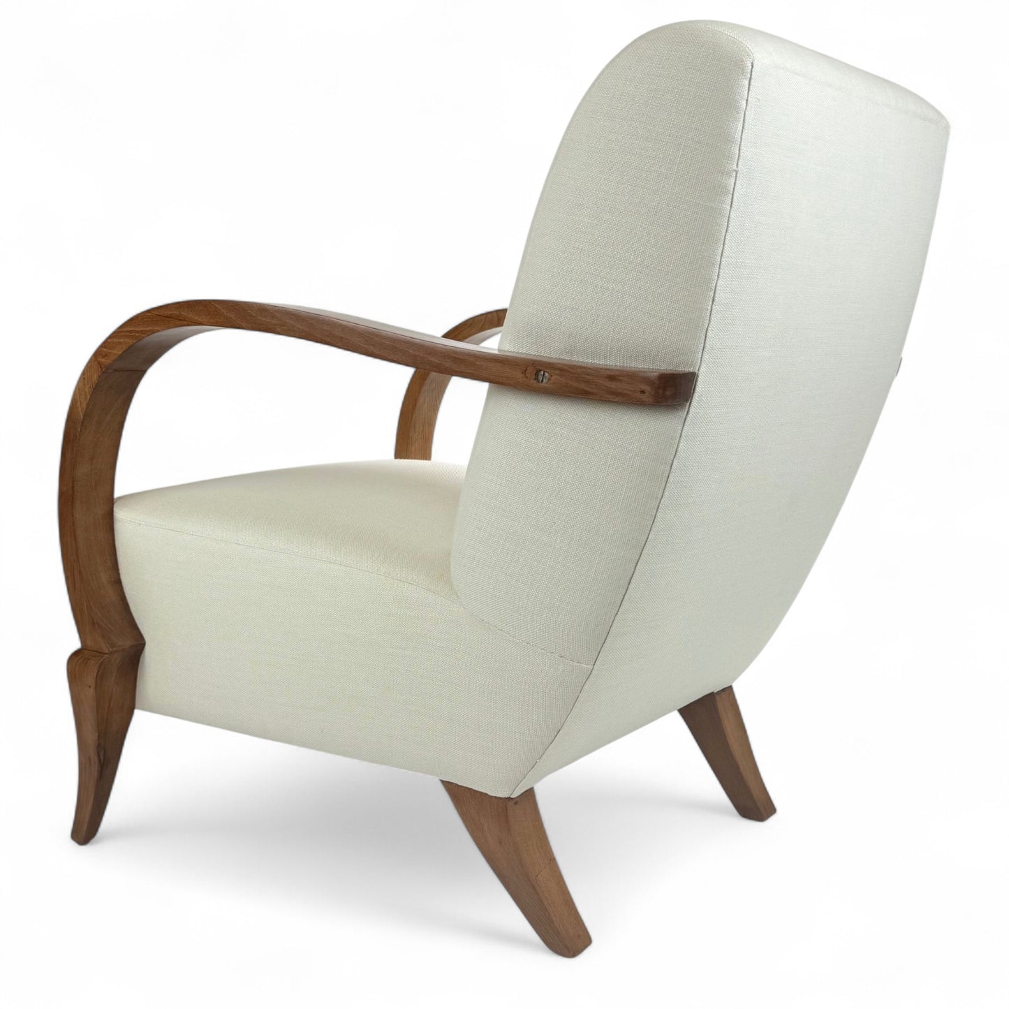 Pair of French Mid Century Upholstered Arm Chairs