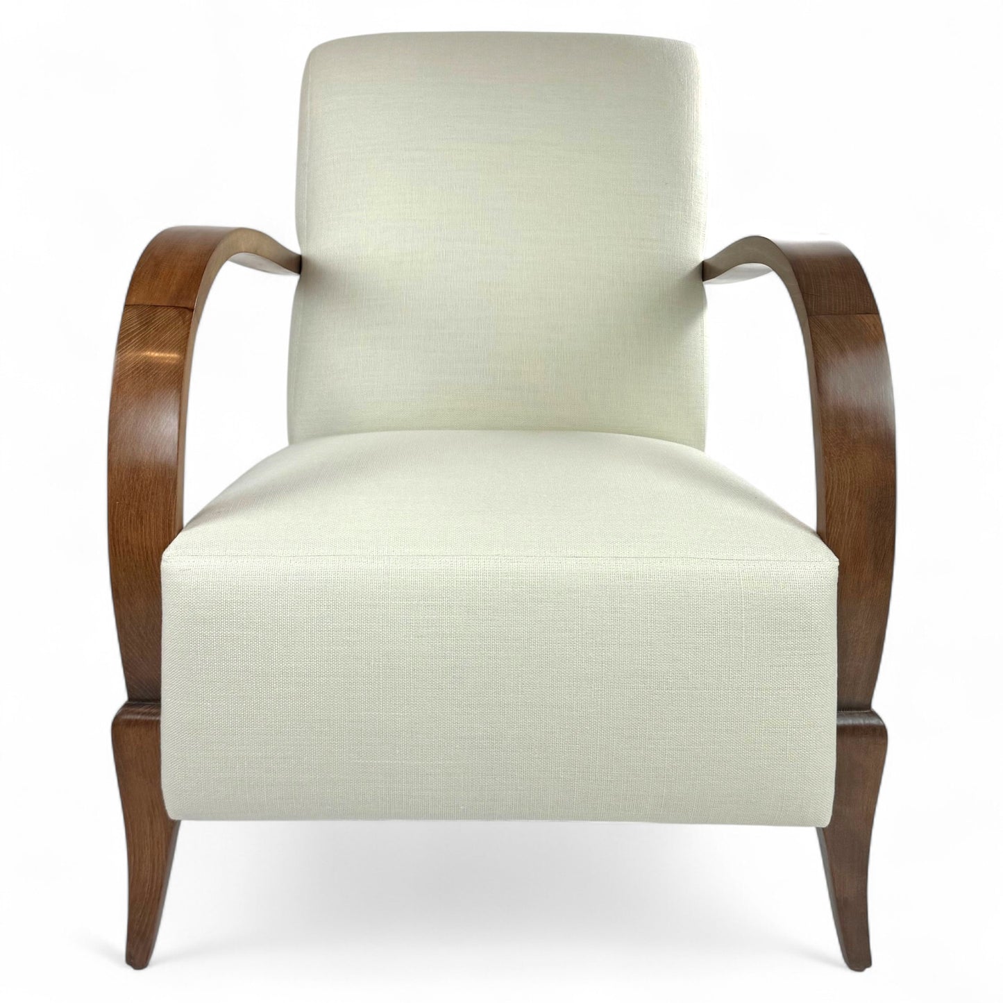 Pair of French Mid Century Upholstered Arm Chairs