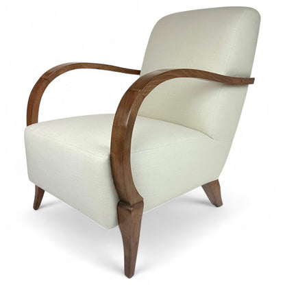 Pair of French Mid Century Upholstered Arm Chairs