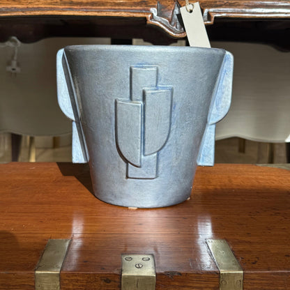 Steel Blue Enameled Plant Pot