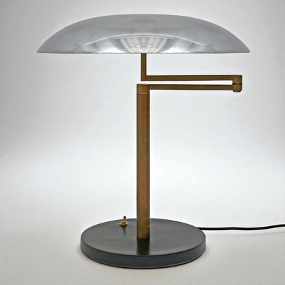 Italian Mid Century Brass and Aluminum Desk Lamp