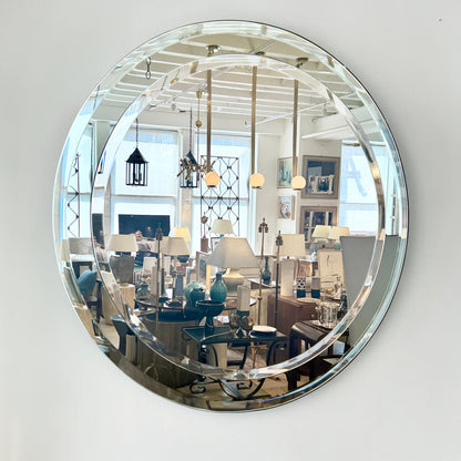Round Italian Mid Century Wall Mirror