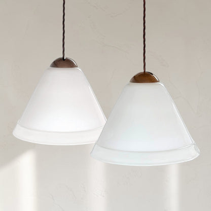 Pair of Opaline Murano Glass Pendant Lights