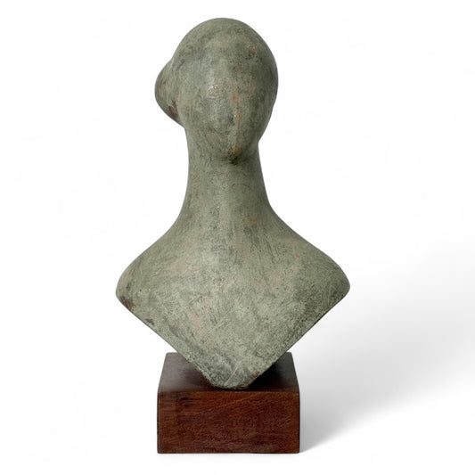 Petite Ceramic Bust on Wood Base