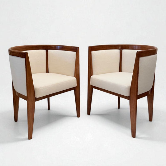 Pair of French Curved Back Upholstered Chairs