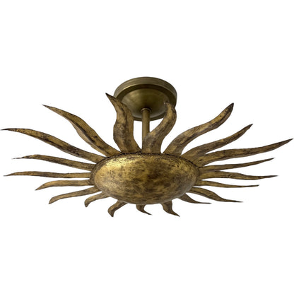 Gilt Iron Sunburst Light Fixture