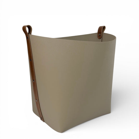 Large Taupe Leather Basket