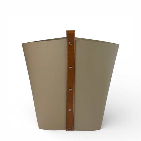 Large Taupe Leather Basket