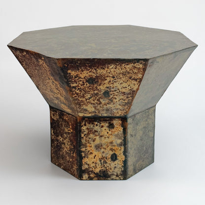 Octagonal Metal Table with Acid Wash Finish