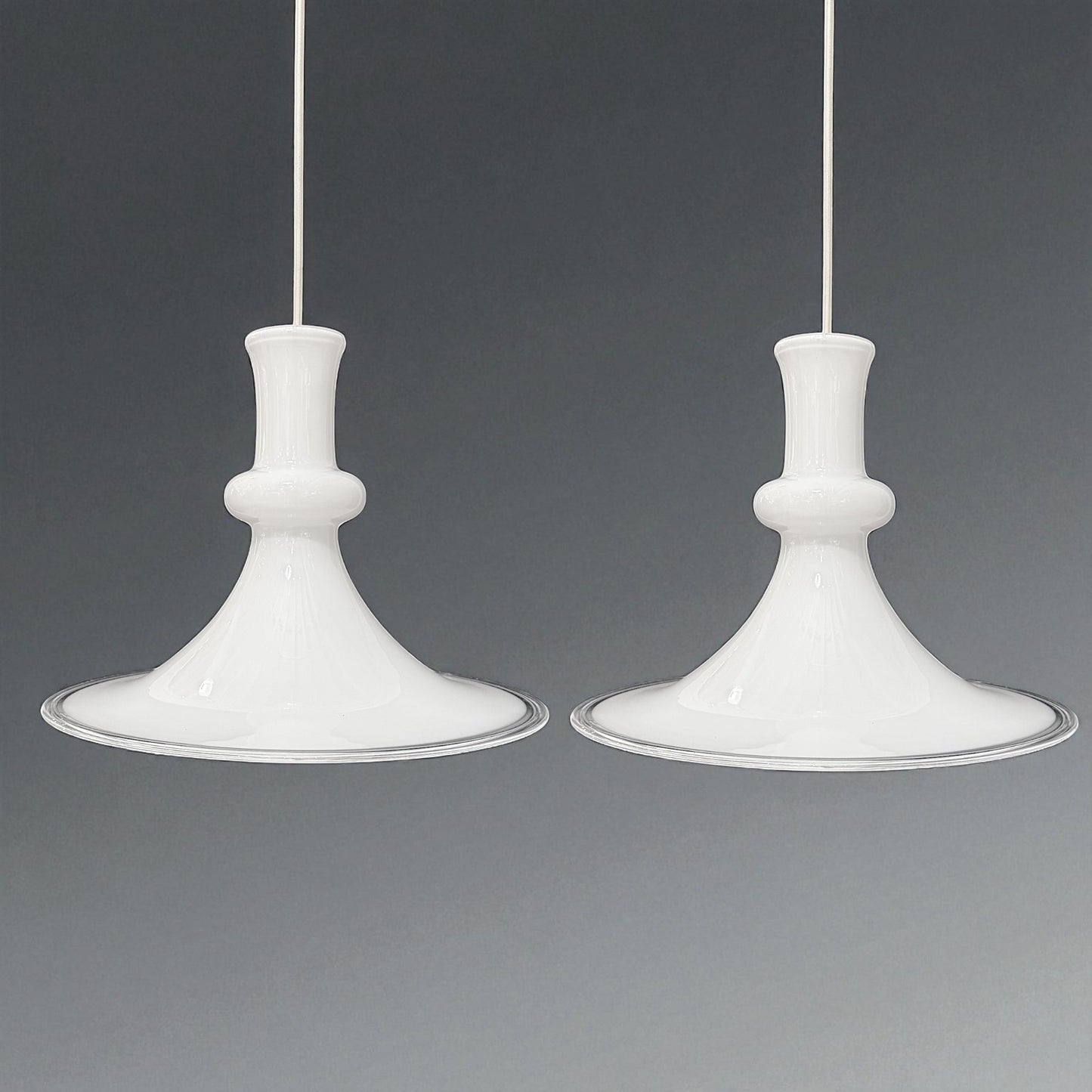 Pair of Mid Century Danish Glass Pendant Lights