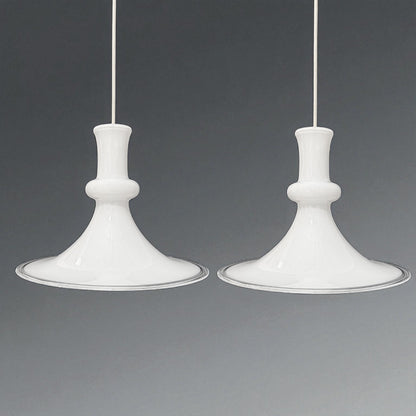 Pair of Mid Century Danish Glass Pendant Lights