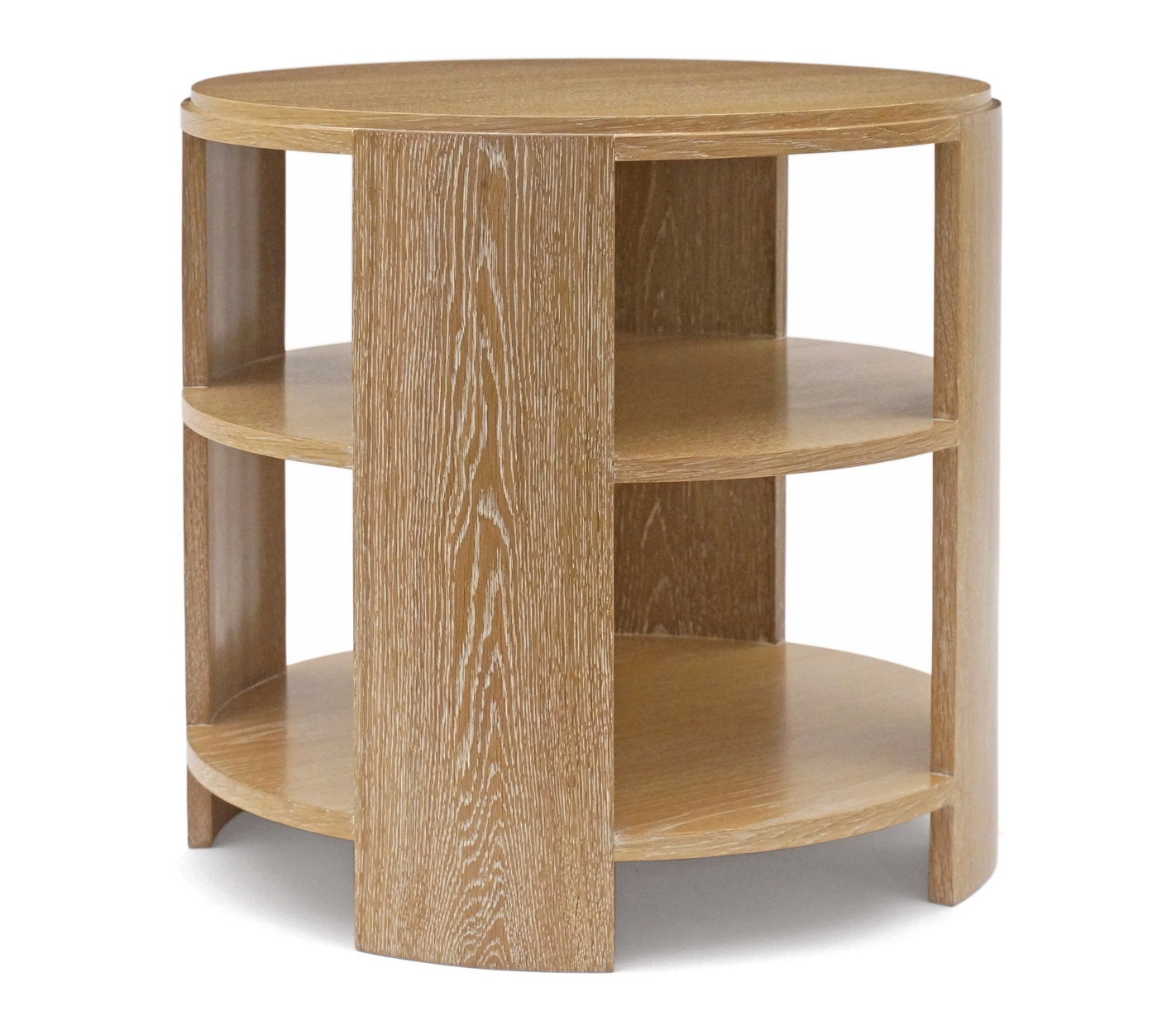 Circular Cerused Oak Three Tiered Table