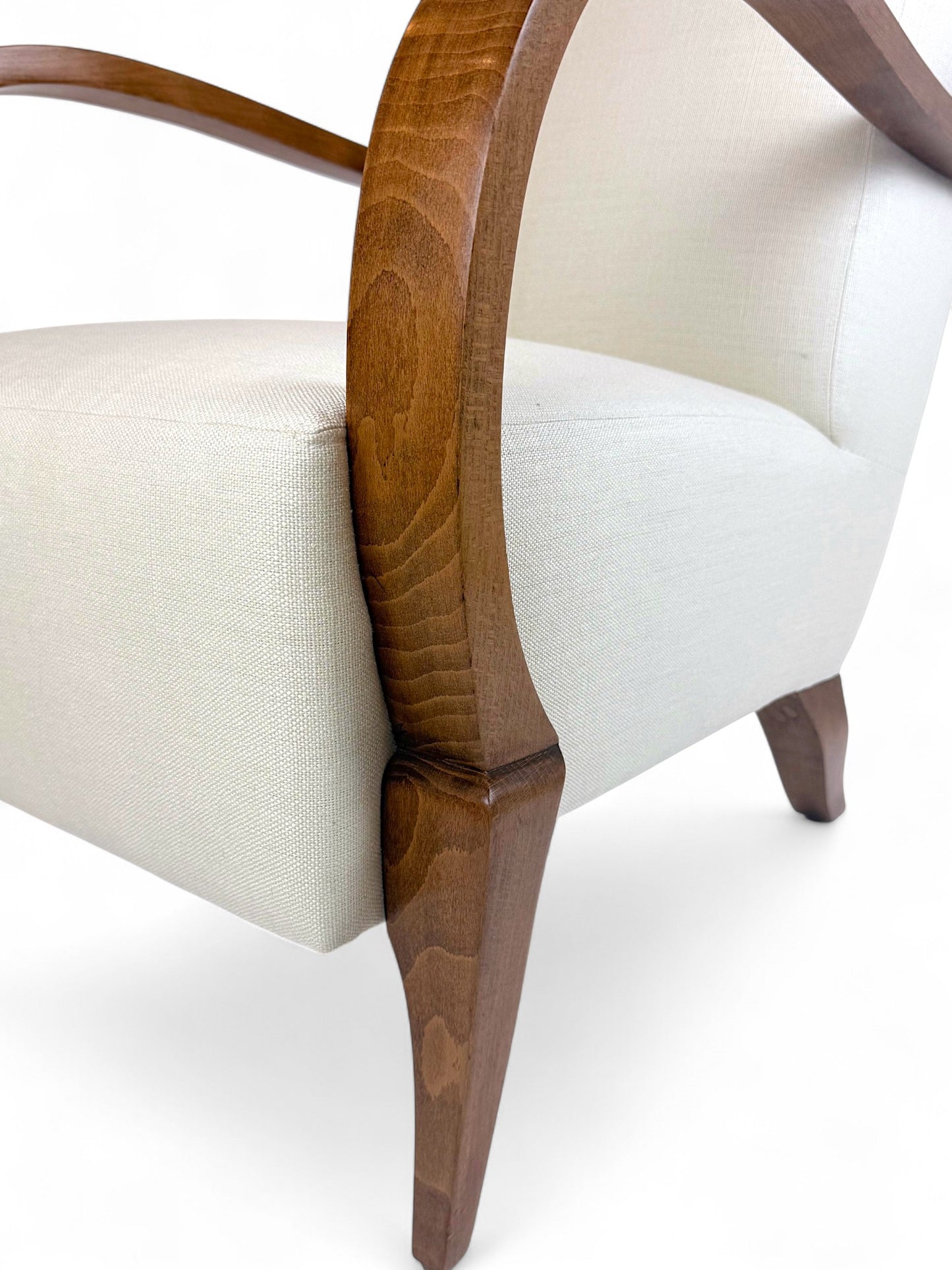 Pair of French Mid Century Upholstered Arm Chairs