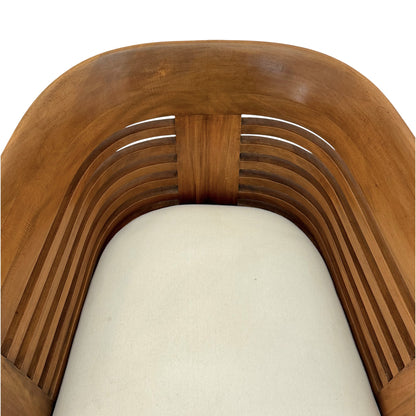 Pair of Italian Beech Wood Barrel Chairs, circa 1970s-80s