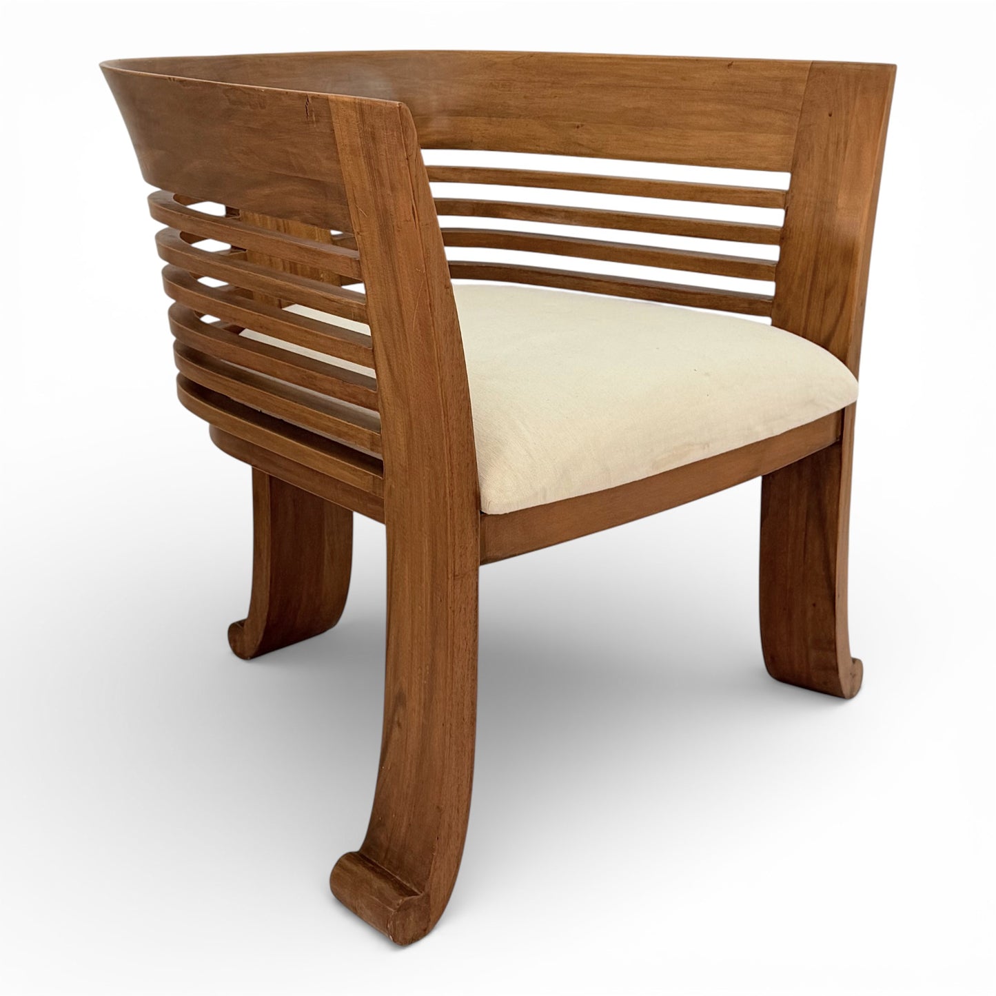 Pair of Italian Beech Wood Barrel Chairs, circa 1970s-80s