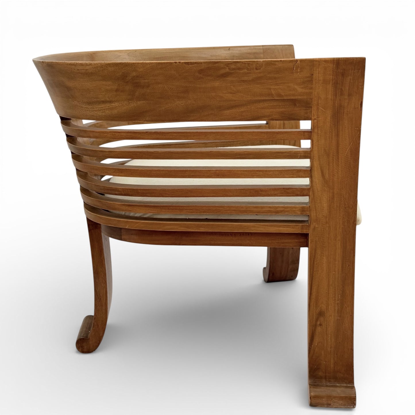 Pair of Italian Beech Wood Barrel Chairs, circa 1970s-80s