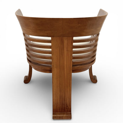 Pair of Italian Beech Wood Barrel Chairs, circa 1970s-80s
