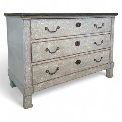 Painted Gray/Blue Three Drawer Commode