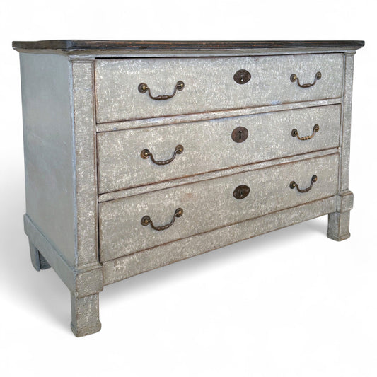 Painted Gray/Blue Three Drawer Commode