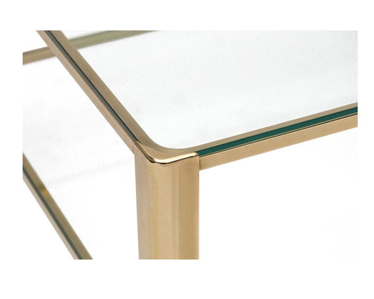 Two Tier Malabert Brass and Glass Coffee Table