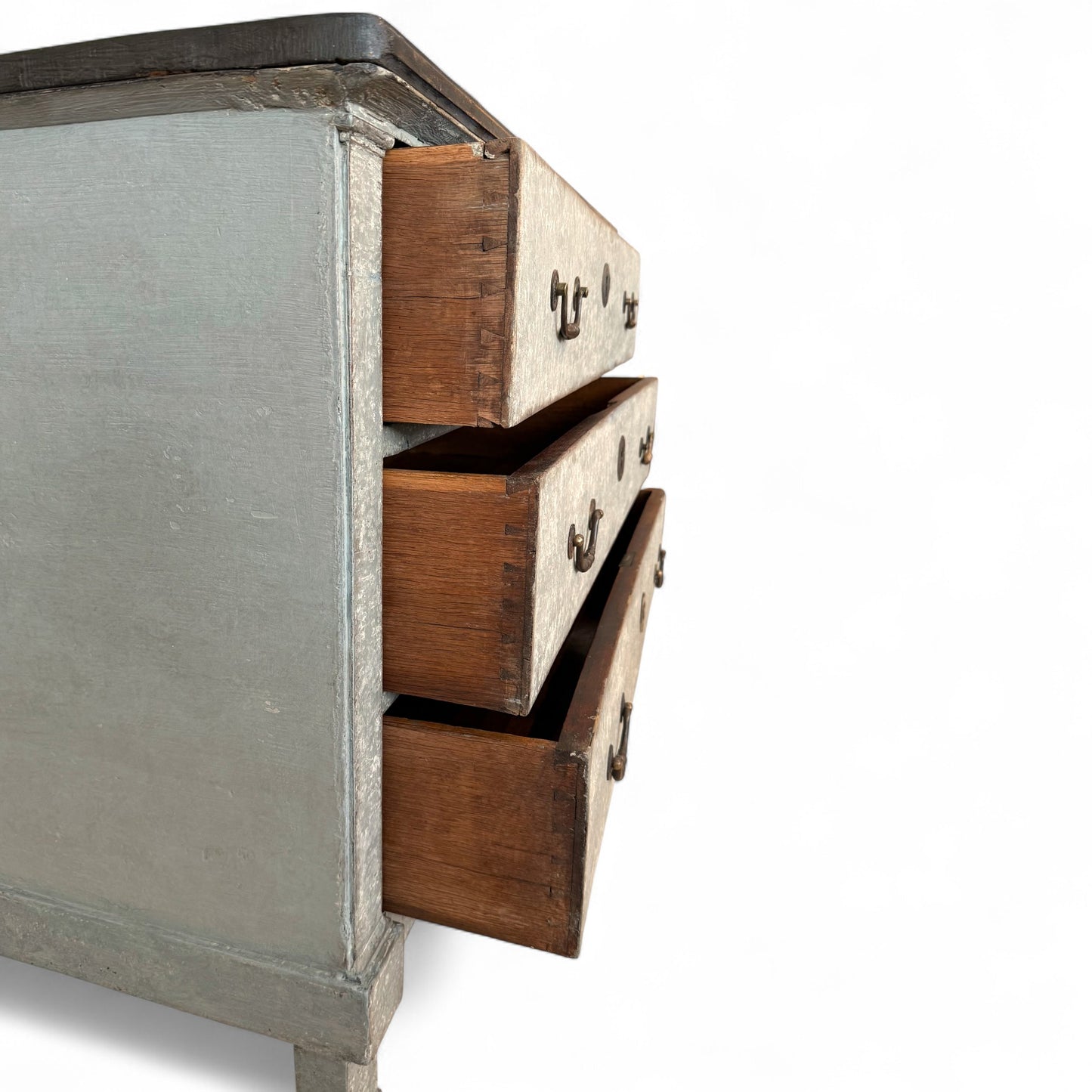 Painted Gray/Blue Three Drawer Commode