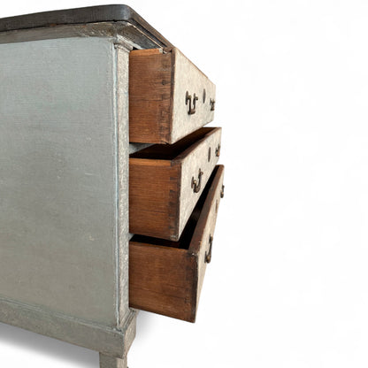 Painted Gray/Blue Three Drawer Commode