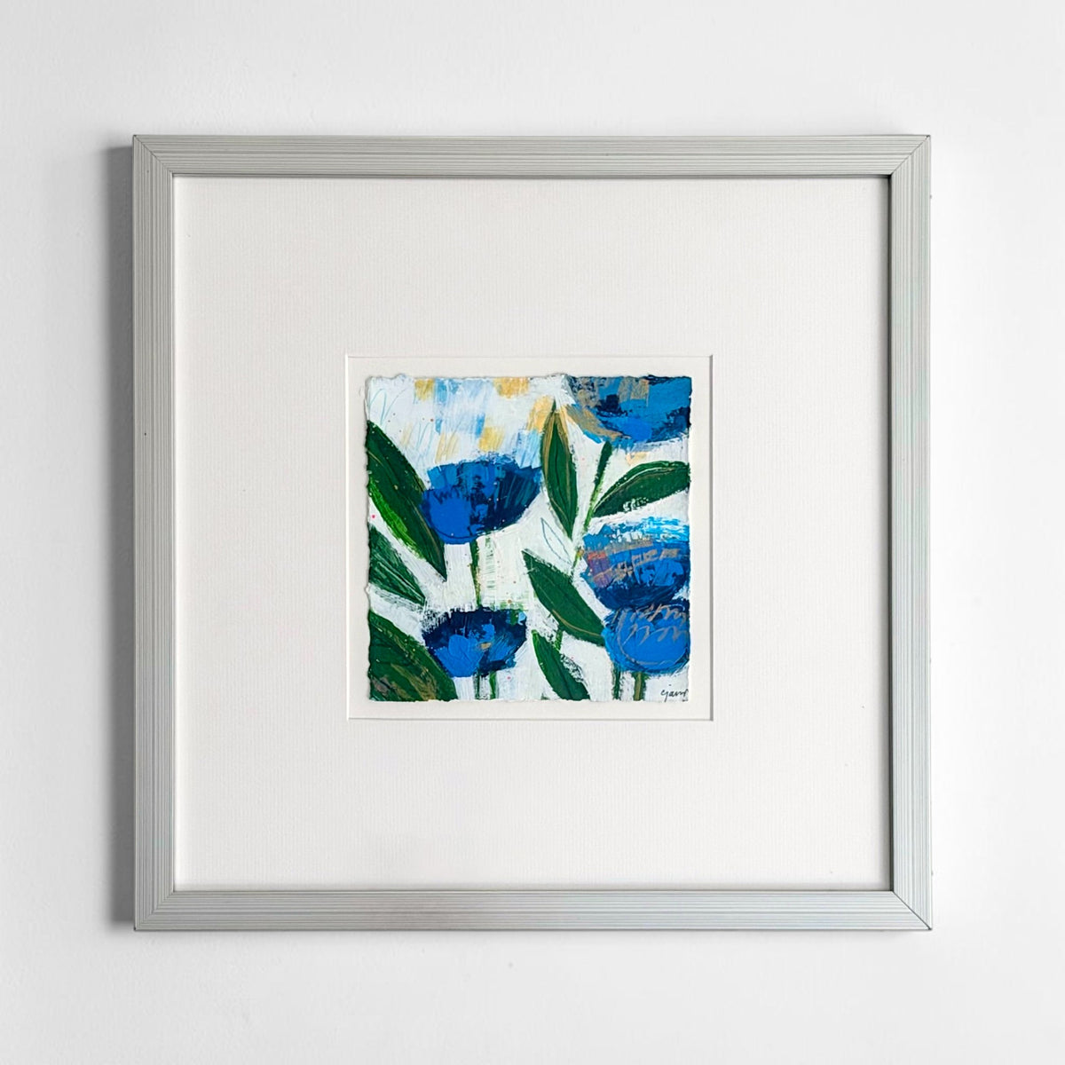 Abstract Blue Floral Painting