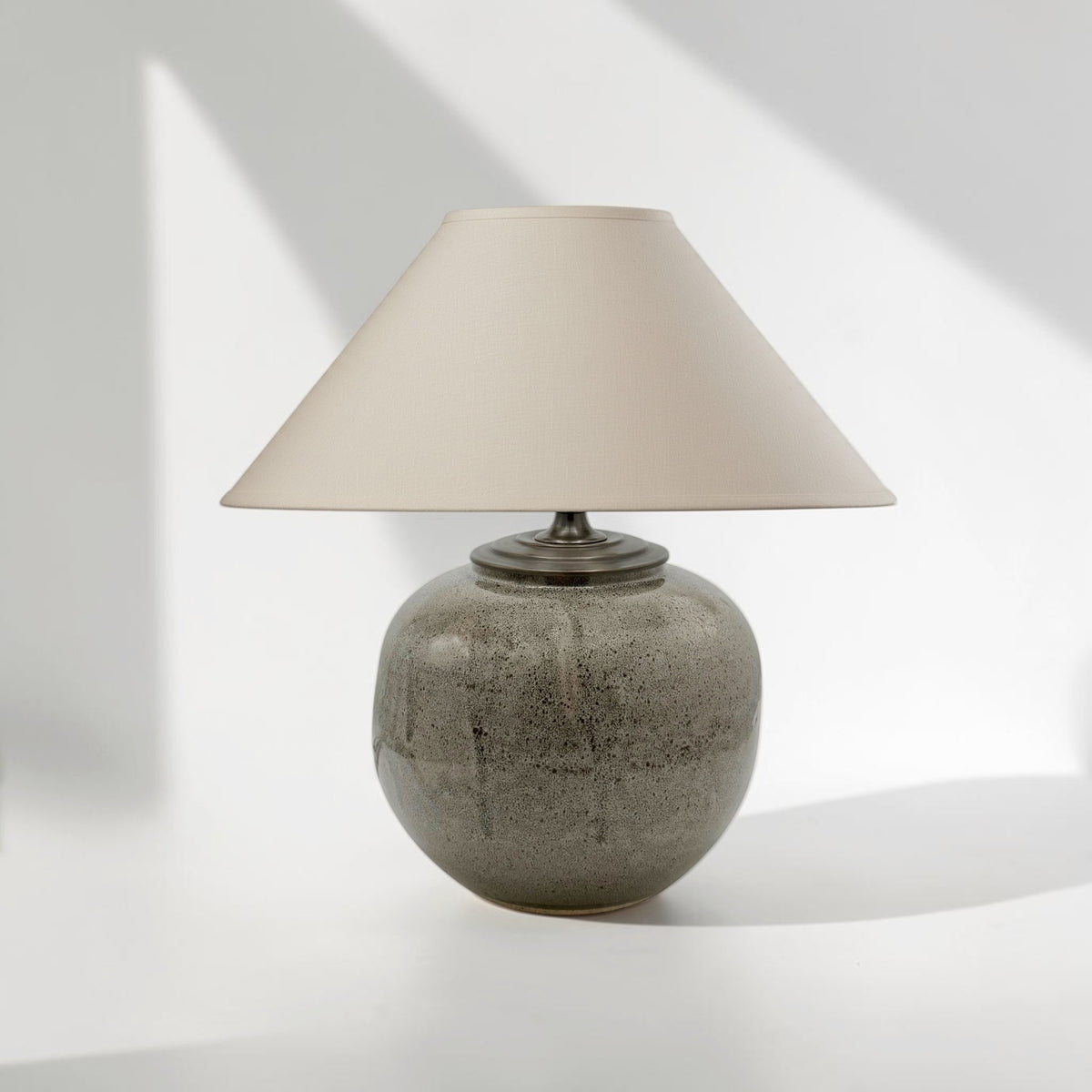 French Taupe Stoneware Table Lamp
