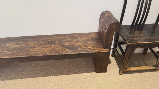Long Hand Carved Wood Bench