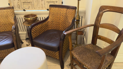 Vintage Woven Rattan Armchairs