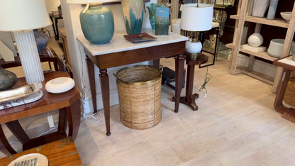 Large Rattan and Brass Basket