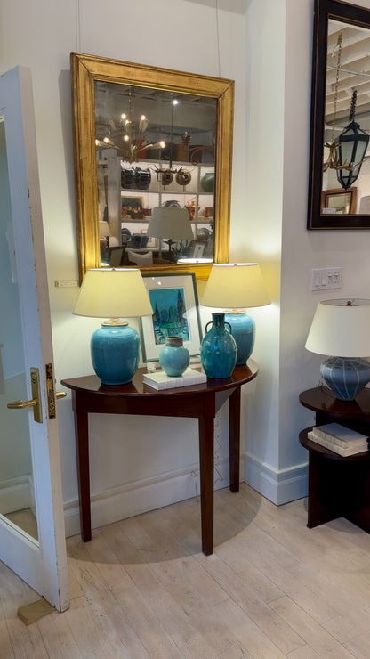 Pair of English Mahogany Demi-Lune Console Tables