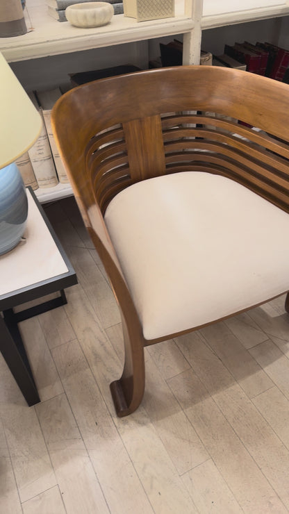 Pair of Italian Beech Wood Barrel Chairs, circa 1970s-80s
