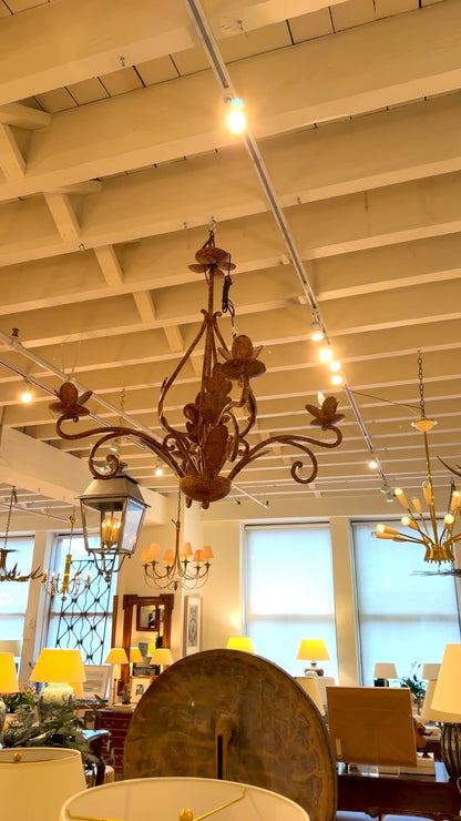 French Foliate Iron Chandelier