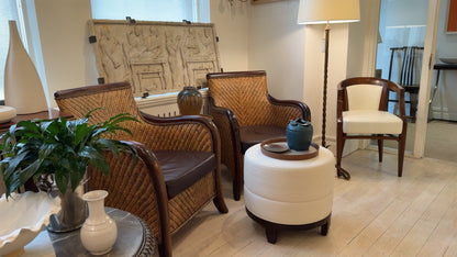 Vintage Woven Rattan Armchairs