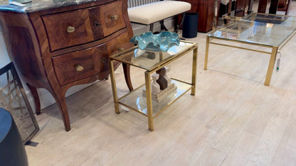 Brass and Glass Side Table by Guy Le Fevre