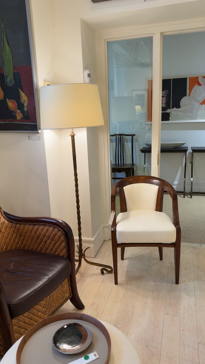 Twisted Gilt Iron Standing Lamp on Tripod Base