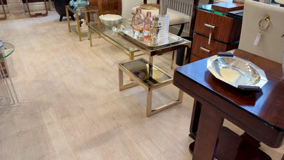 Two-Tiered Chrome and Glass Table