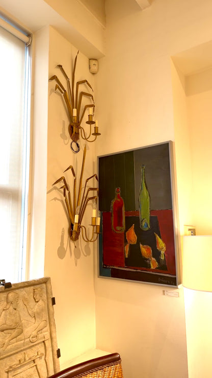 Pair of Gold Gilt Wheat Sheaf Sconces