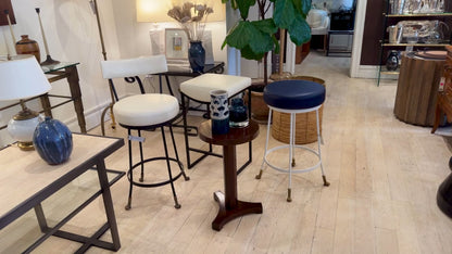 Black Metal Bar Stool With Upholstered Seat