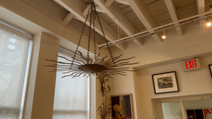Large Spanish Gilt Iron Sunburst Pendant