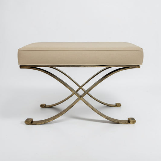 Subes Style Gilt Iron X-Form Bench