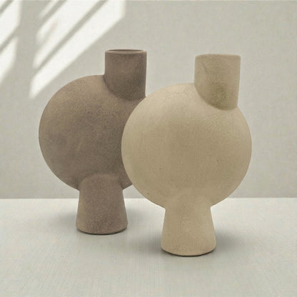 Offset Ceramic Sphere Vase - Sand