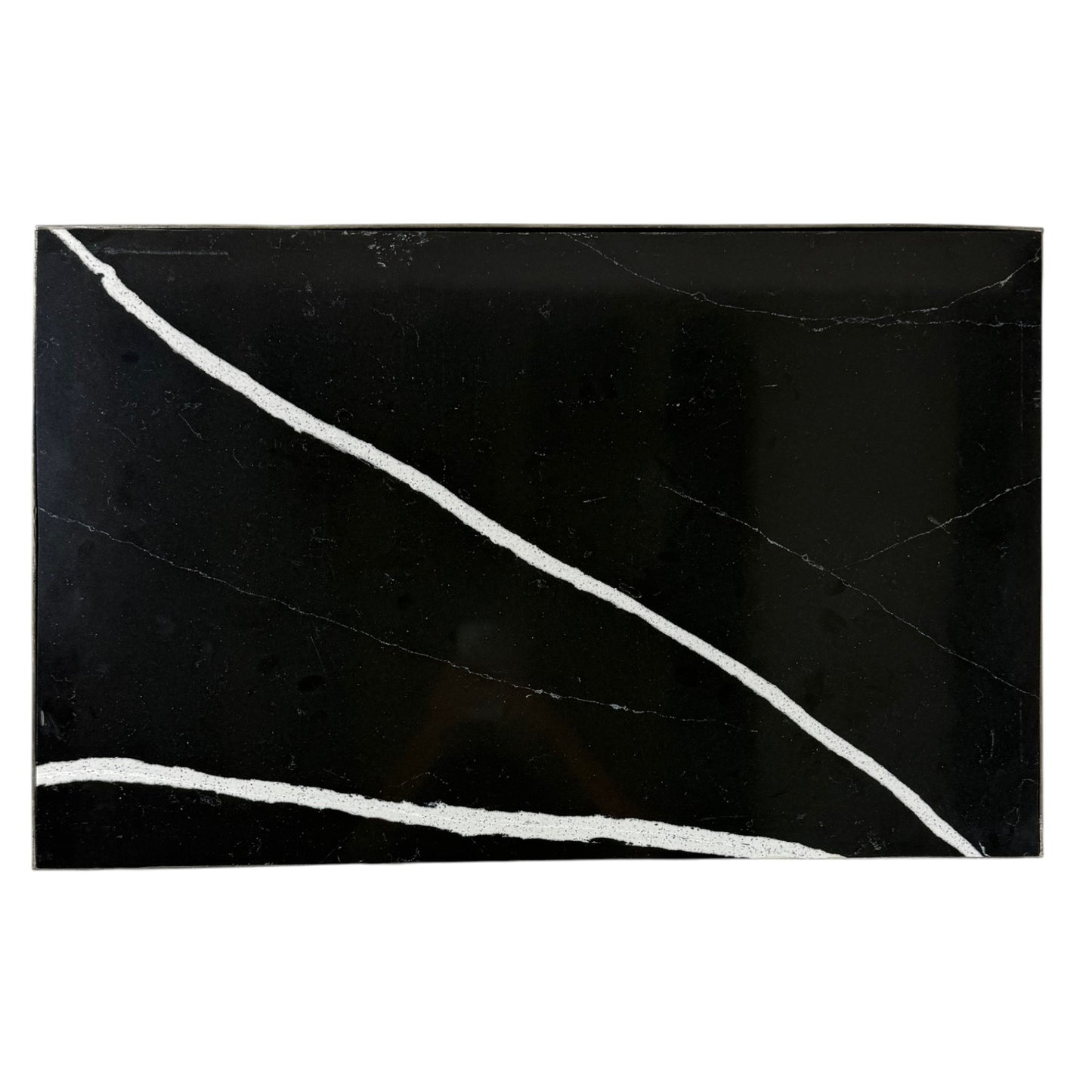 Iron Scroll Form Side Table with Black Marble Top